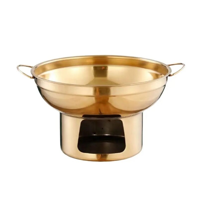 Garnek hot pot z podstawą na podgrzewacz 20 lub 22 cm, stal nierdzewna - wariant złoty, 20 cm