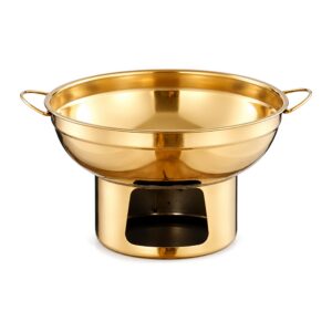 Garnek hot pot z podstawą na podgrzewacz 20 lub 22 cm, stal nierdzewna - złota wersja 22 cm, bez podpisu
