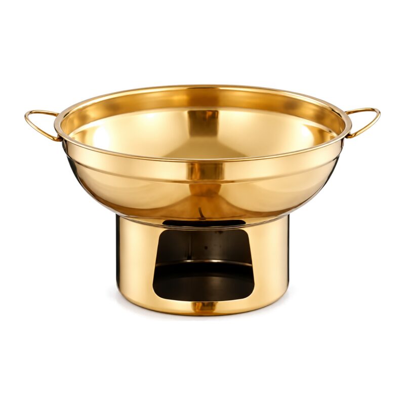 Garnek hot pot z podstawą na podgrzewacz 20 lub 22 cm, stal nierdzewna - złota wersja 22 cm, bez podpisu