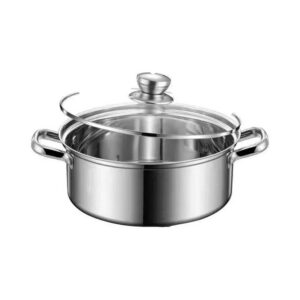 Garnek do hot pot z przegrodą, stal nierdzewna 304, szklana pokrywa - wariant 32 cm, bez przegrody