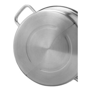 Garnek do hot pot z przegrodą, stal nierdzewna 304, szklana pokrywa - płaskie dno garnka