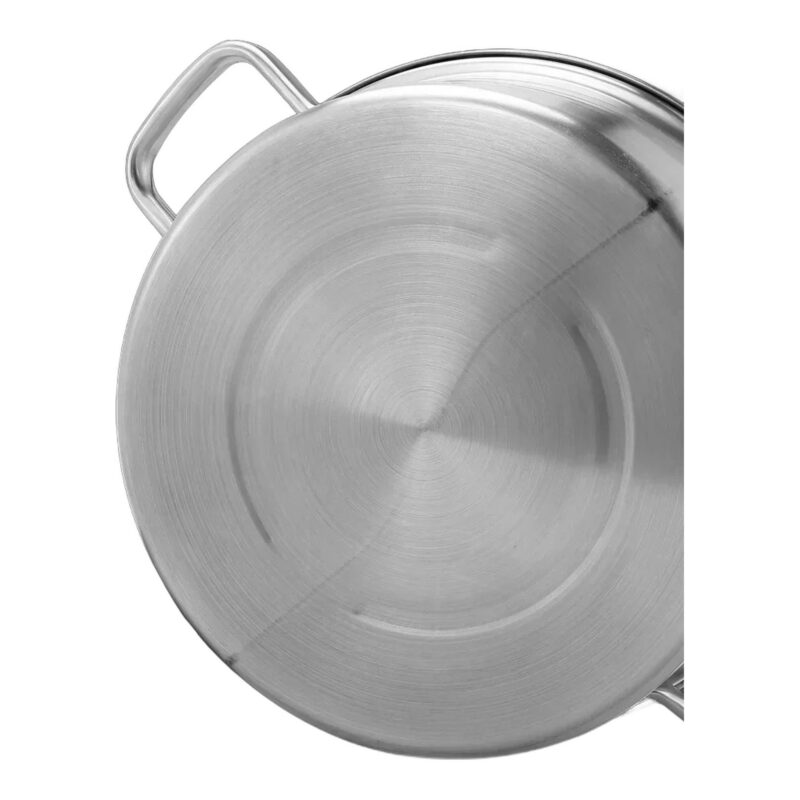 Garnek do hot pot z przegrodą, stal nierdzewna 304, szklana pokrywa - płaskie dno garnka