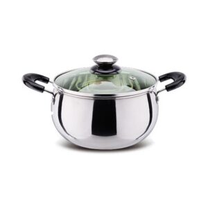Garnek ze stali nierdzewnej z zieloną szklaną pokrywą, indukcja 14-24 cm - wariant 24 cm, garnek z uchwytami