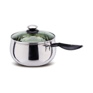 Garnek ze stali nierdzewnej z zieloną szklaną pokrywą, indukcja 14-24 cm - wariant 18 cm, rondel z rączką