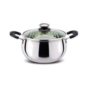 Garnek ze stali nierdzewnej z zieloną szklaną pokrywą, indukcja 14-24 cm - wariant 20 cm, garnek z uchwytami