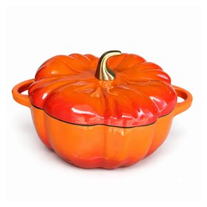 Garnek żeliwny emaliowany w kształcie dyni 24 cm, 3,6 l z pokrywką - wariant pomarańczowy