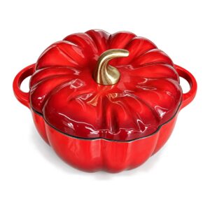 Garnek żeliwny emaliowany w kształcie dyni 24 cm, 3,6 l z pokrywką - pokrywa ze złotym uchwytem z bliska