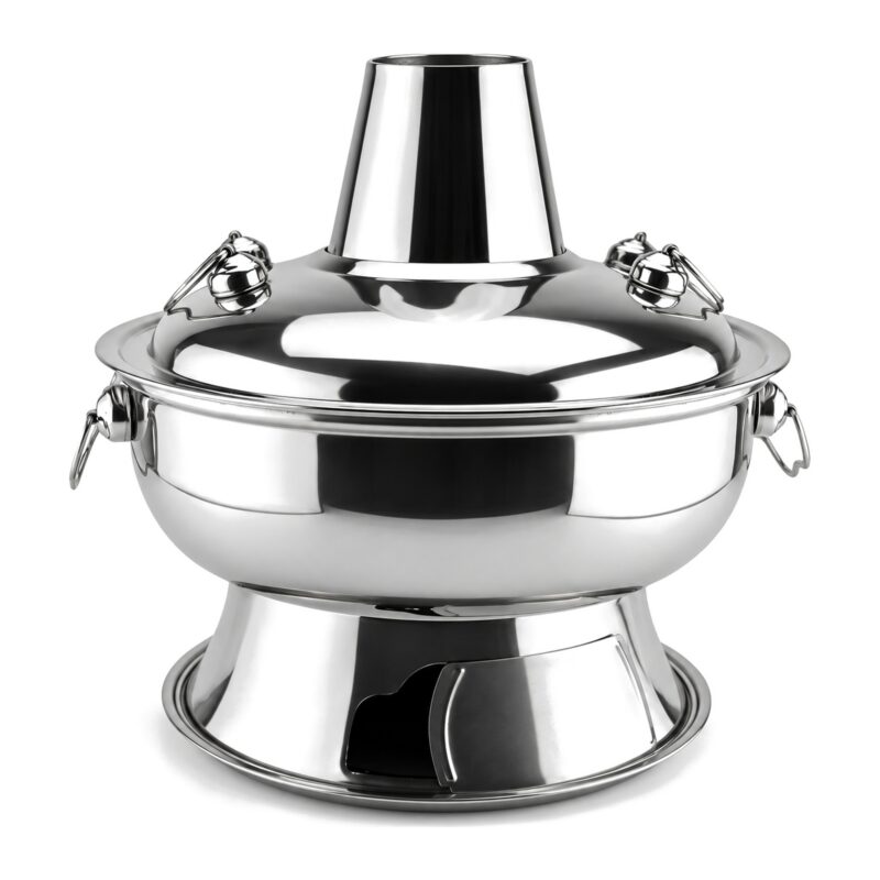 Kociołek do fondue na węgiel drzewny 28 cm ze stali nierdzewnej - zdjęcie główne