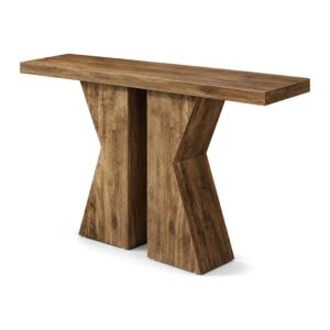 Konsola 140 cm z podstawą w kształcie klepsydry, rustykalny brąz - zdjęcie główne