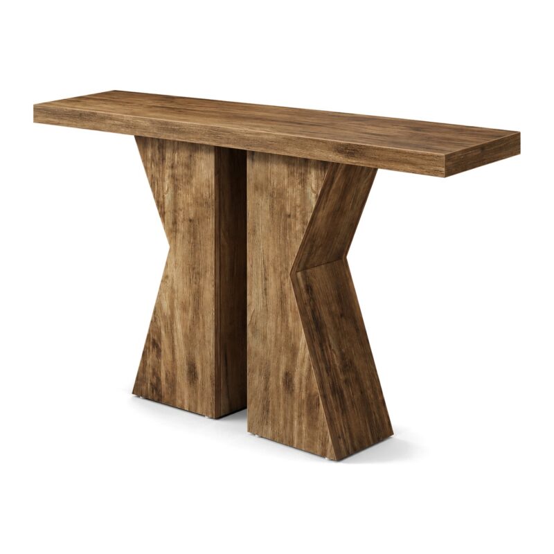 Konsola 140 cm z podstawą w kształcie klepsydry, rustykalny brąz - zdjęcie główne