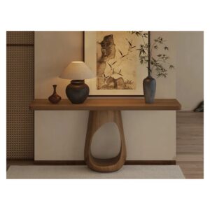 Konsola z litego drewna sosnowego 25 x 75 cm, rzeźbiona podstawa - wariant 120 x 25 x 75 cm