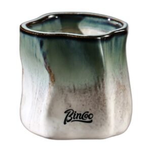 Kubek ceramiczny Bincoo 180 ml bez ucha, nieregularny kształt, do kawy - wariant zielony