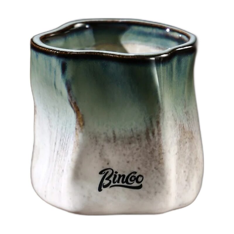 Kubek ceramiczny Bincoo 180 ml bez ucha, nieregularny kształt, do kawy - wariant zielony