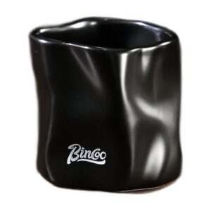 Kubek ceramiczny Bincoo 180 ml bez ucha, nieregularny kształt, do kawy - wariant czarny