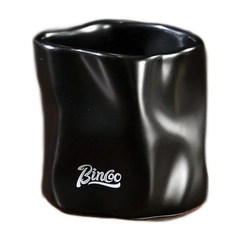 Kubek ceramiczny Bincoo 180 ml bez ucha, nieregularny kształt, do kawy - wariant czarny