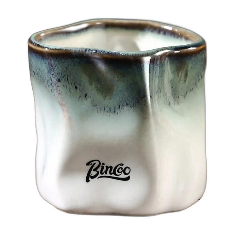 Kubek ceramiczny Bincoo 180 ml bez ucha, nieregularny kształt, do kawy - wariant niebieski