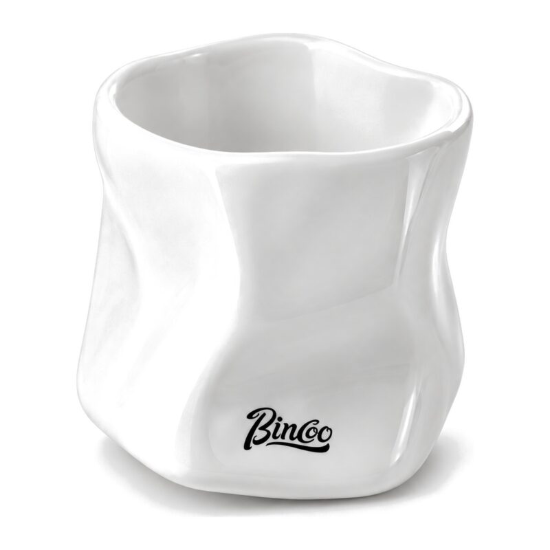 Kubek ceramiczny Bincoo 180 ml bez ucha, nieregularny kształt, do kawy - biały wariant kubka, widok 3/4