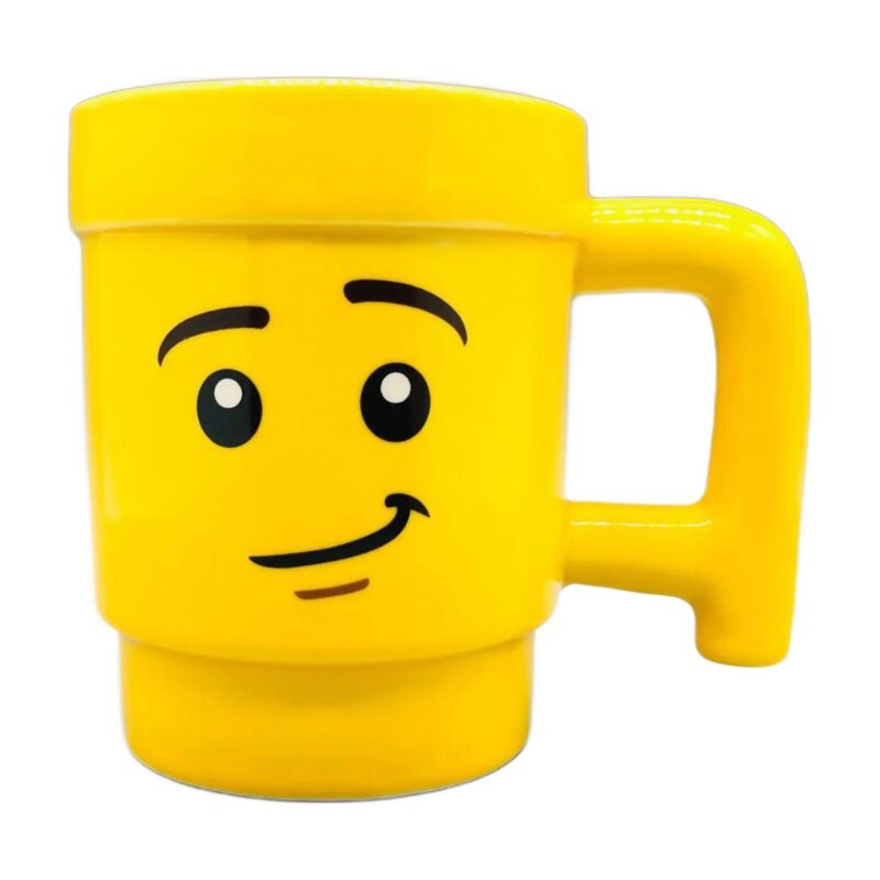 Kubek ceramiczny w kształcie głowy z buzią 250 ml, żółty, prezent - wariant półuśmiech wysoki