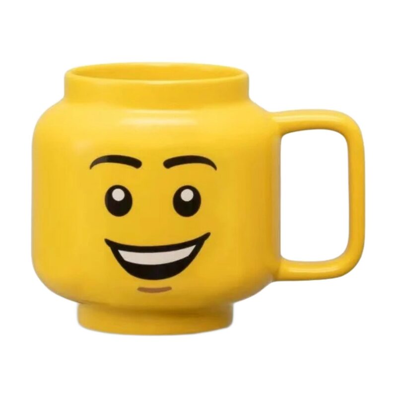 Kubek ceramiczny w kształcie głowy z buzią 250 ml, żółty, prezent - wariant szeroki uśmiech