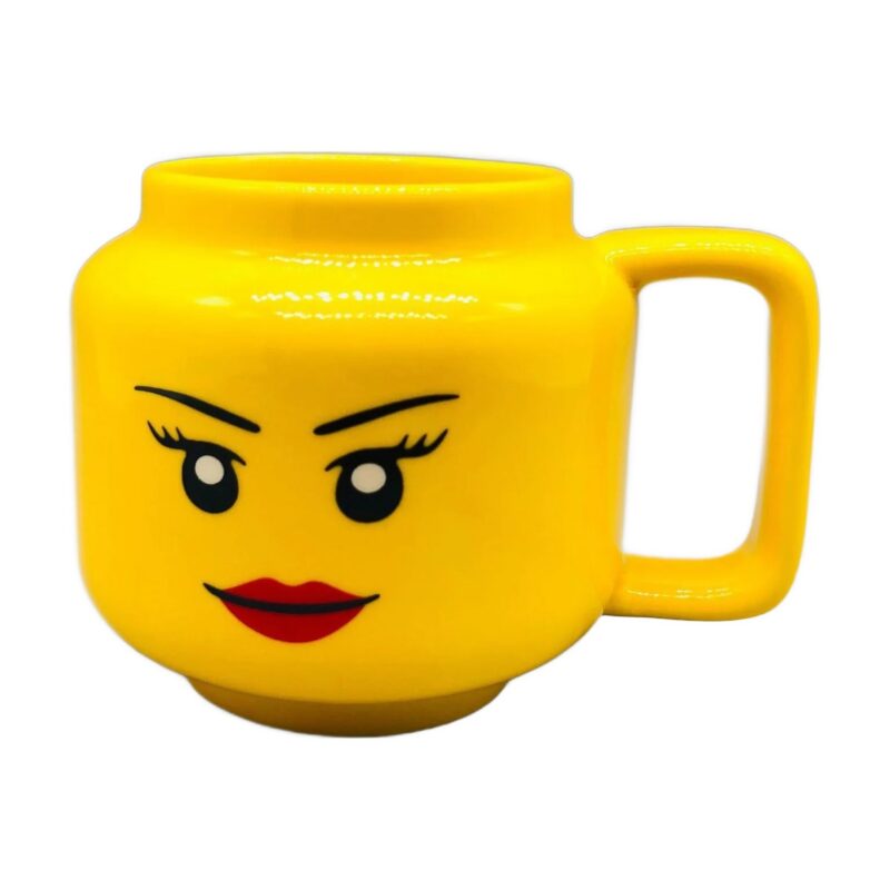 Kubek ceramiczny w kształcie głowy z buzią 250 ml, żółty, prezent - wariant zalotna buzia