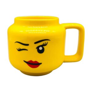 Kubek ceramiczny w kształcie głowy z buzią 250 ml, żółty, prezent - wariant mrugnięcie