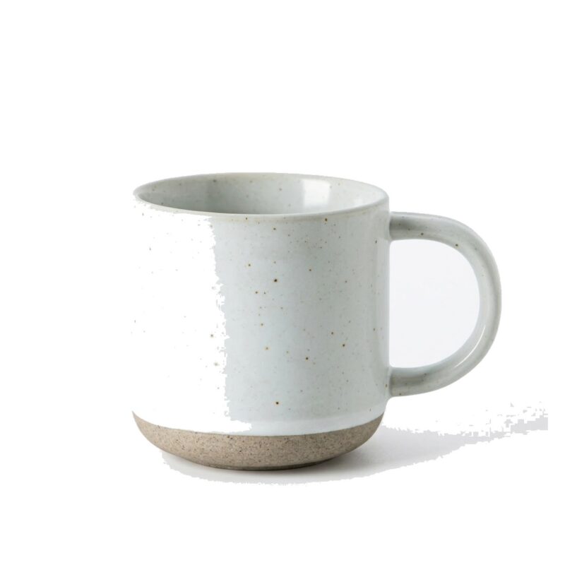 Kubek ceramiczny w kropki 150 ml, matowy, z surowym spodem - wariant biały