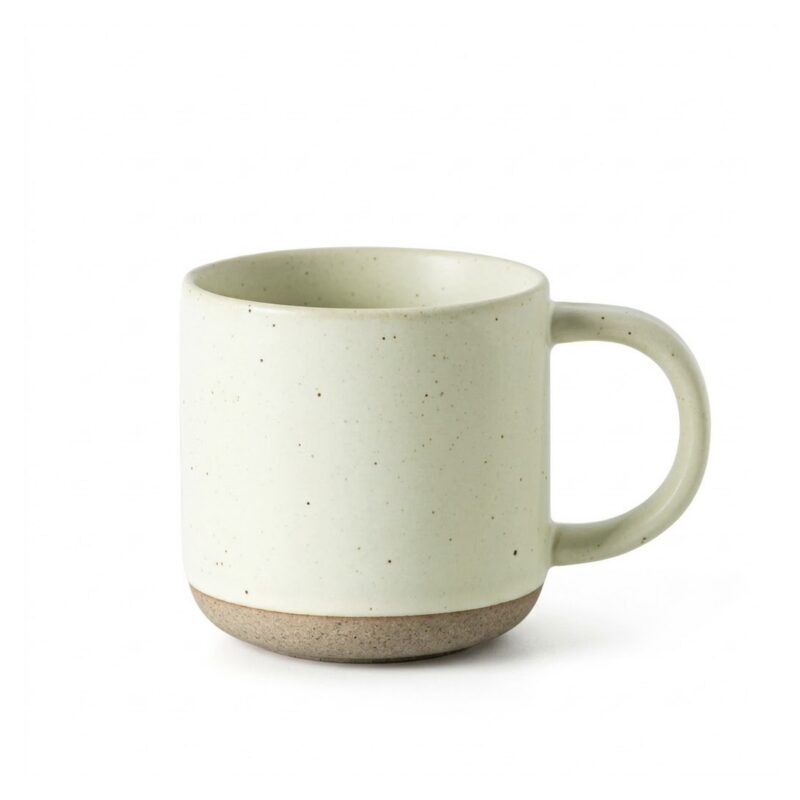 Kubek ceramiczny w kropki 150 ml, matowy, z surowym spodem - wariant beżowy