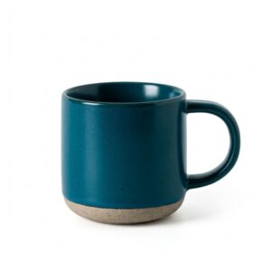 Kubek ceramiczny w kropki 150 ml, matowy, z surowym spodem - wariant ciemnoniebieski
