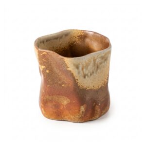 Kubek ceramiczny nieregularny bez ucha 280 ml, styl japoński, rustykalny - wariant rdzawobrązowy