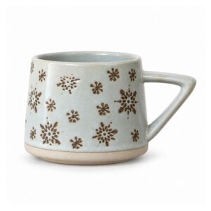Kubek ceramiczny świąteczny retro 350 ml, jelenie, śnieżynki lub las - wariant śnieżynki
