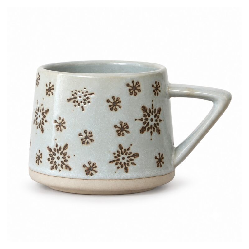 Kubek ceramiczny świąteczny retro 350 ml, jelenie, śnieżynki lub las - wariant śnieżynki