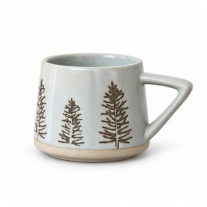 Kubek ceramiczny świąteczny retro 350 ml, jelenie, śnieżynki lub las - wariant las świerków