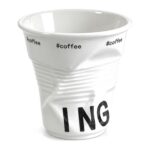 Kubek ceramiczny zgnieciony 200 ml, biały, do kawy i espresso - zdjęcie główne