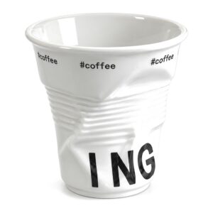 Kubek ceramiczny zgnieciony 200 ml, biały, do kawy i espresso - zdjęcie główne