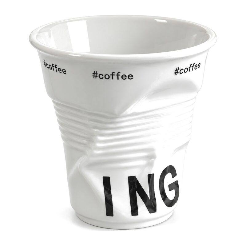 Kubek ceramiczny zgnieciony 200 ml, biały, do kawy i espresso - zdjęcie główne