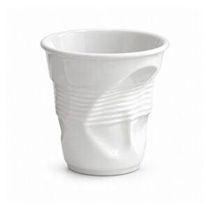 Kubek ceramiczny zgnieciony 200 ml, biały, do kawy i espresso - wariant gładki