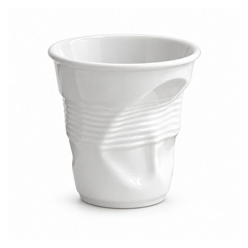 Kubek ceramiczny zgnieciony 200 ml, biały, do kawy i espresso - wariant gładki