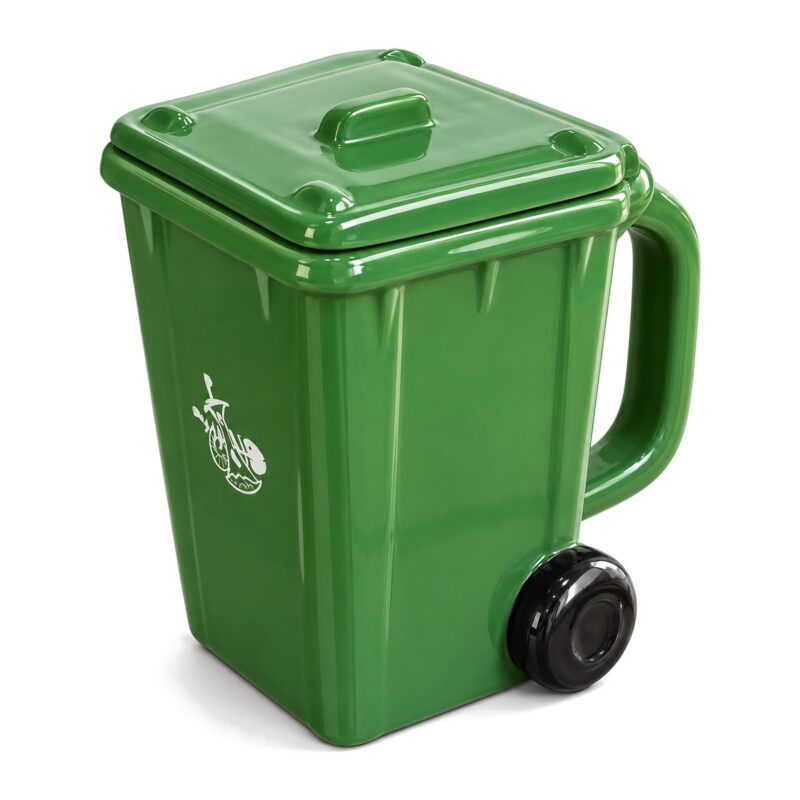 Kubek w kształcie kosza na śmieci 400 ml z pokrywką, ceramiczny - zdjęcie główne