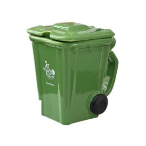 Kubek w kształcie kosza na śmieci 400 ml z pokrywką, ceramiczny - wariant zielony
