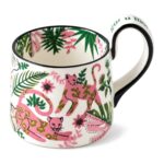 Kubek porcelanowy z różowymi panterami i liśćmi dżungli, ok. 450 ml - zdjęcie główne