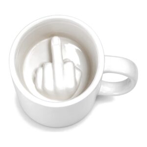 Kubek porcelanowy z ukrytą figurką dłoni w środku, biały, na prezent - zdjęcie główne