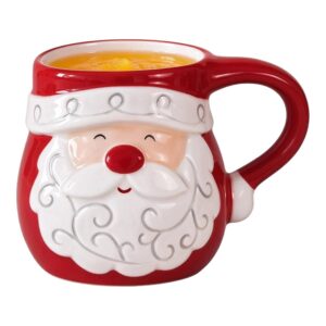 Kubek świąteczny Mikołaj 350 ml, ceramiczny z tłoczoną brodą - kubek z napojem