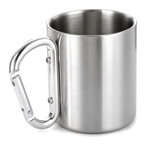Kubek turystyczny ze stali nierdzewnej z karabińczykiem, ok. 300 ml - zdjęcie główne