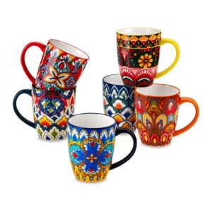Kubki ceramiczne kolorowe 6 szt. 360, 420 lub 480 ml, wzór mozaika - zdjęcie główne