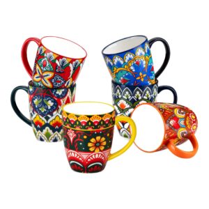 Kubki ceramiczne kolorowe 6 szt. 360, 420 lub 480 ml, wzór mozaika - widok produktu