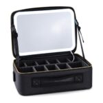 Kuferek kosmetyczny z lustrem LED, 3 barwy światła, czarny 37 cm - zdjęcie główne