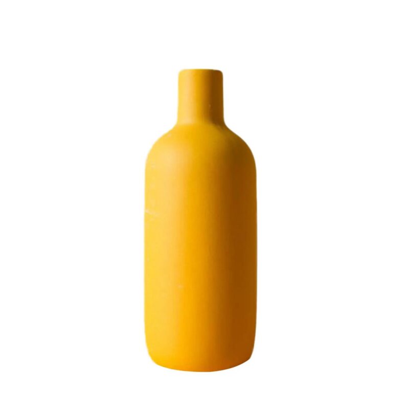 Mały wazon ceramiczny matowy z wąską szyjką, nordycki, 3 kolory - wariant żółty