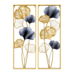Metalowa dekoracja ścienna liście miłorzębu, 2 panele 85 x 31 cm - zdjęcie główne