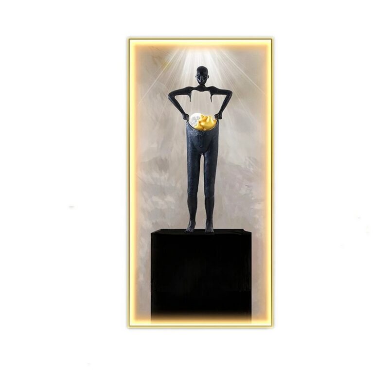 Obraz LED z postaciami na cokole, podświetlany kinkiet ścienny, 8 wzorów - wariant wzór G - niebieskie spodnie, 70 x 140 cm, czarny