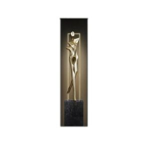 Obraz LED złota figura kobiety, podświetlany kinkiet w ramie aluminiowej - wariant wzór B - draperia, 30 x 120 cm, czarny